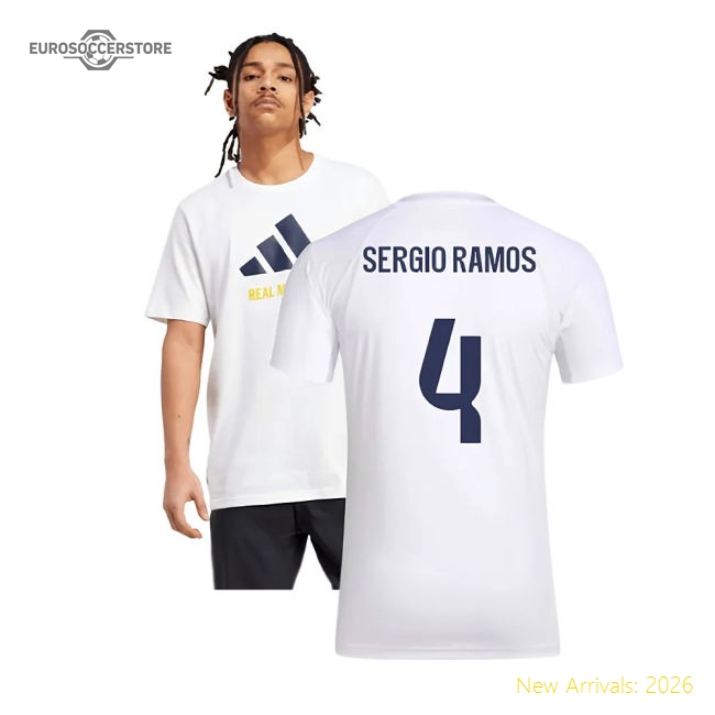 2025-2026 Real Madrid Seasonal Graphic Tee (White) (Sergio Ramos 4)-Football Jersey Hub