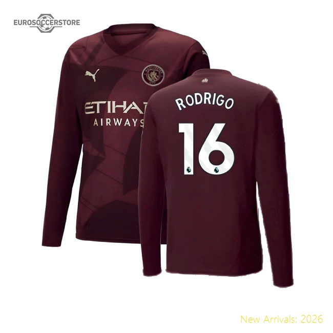2024-2025 Man City Third Long Sleeve Shirt (Rodrigo 16)-Football Jersey Hub