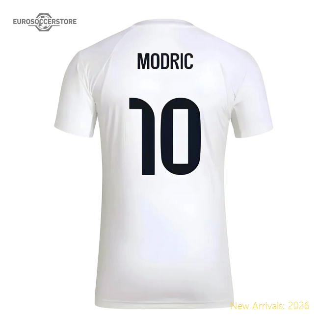 2025-2026 Real Madrid Seasonal Graphic Tee (White) (Modric 10)-Football Jersey Hub