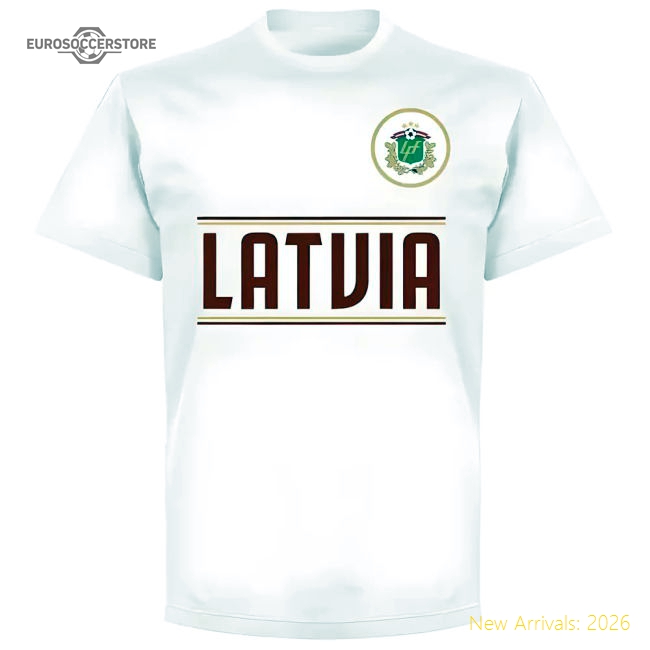 Latvia Team T-Shirt - White-Football Jersey Hub