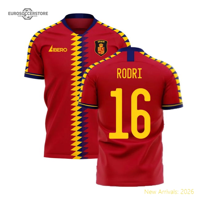Spain 2025-2026 Home Concept Football Kit (Libero) (RODRI 16)-Football Jersey Hub