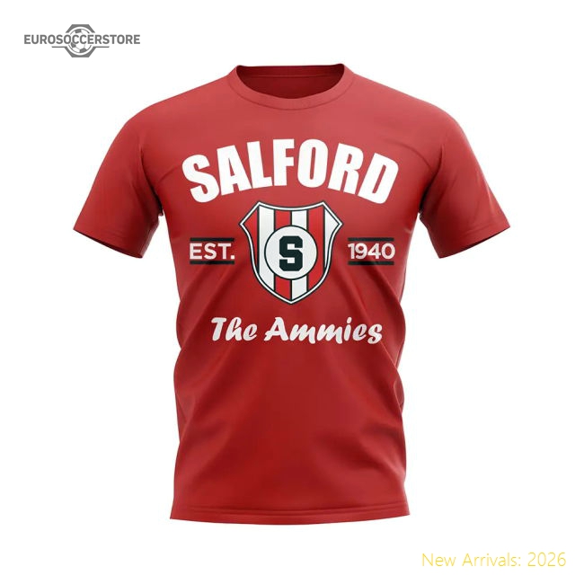 Salford CIty Established Football T-Shirt (Red)-Football Jersey Hub