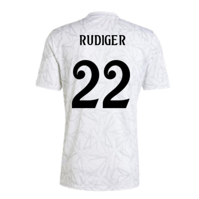 2024-2025 Real Madrid Pre-Match Shirt (White) (Rudiger 22)-Football Jersey Hub