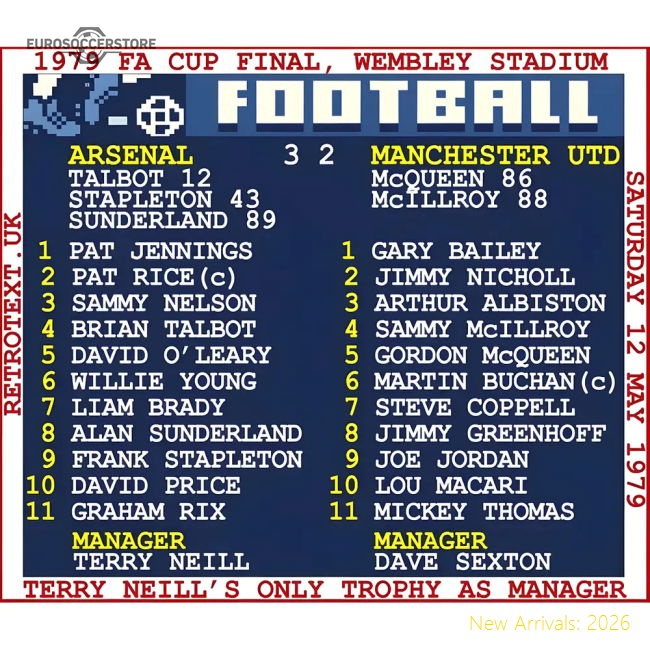 1979 FA Cup Final (Arsenal) Retrotext T-shirt - White-Football Jersey Hub