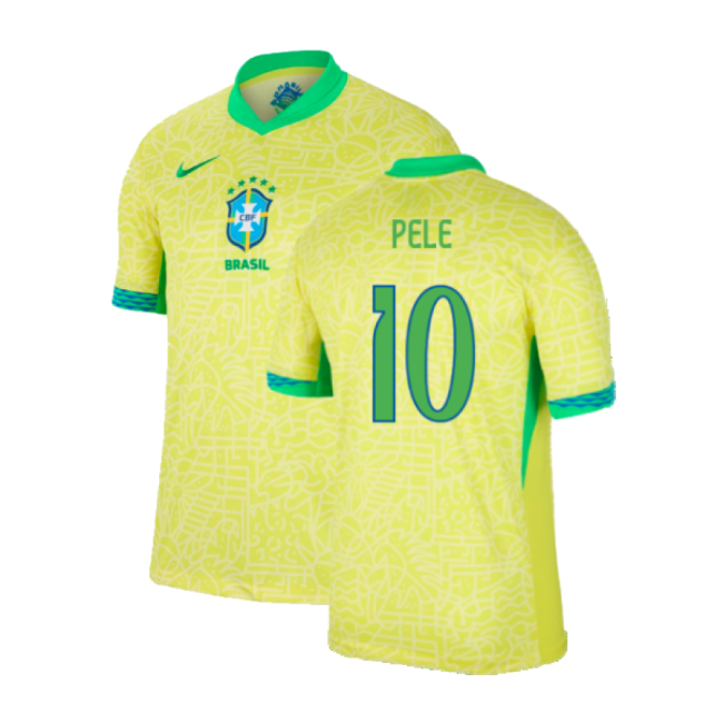 2024-2025 Brazil Home Shirt (Pele 10)-Football Jersey Hub