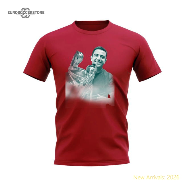 Xavi Barcelona Legend T-Shirt (Red)-Football Jersey Hub