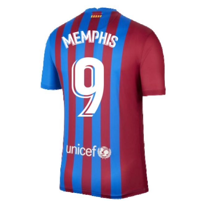 2021-2022 Barcelona Home Shirt (MEMPHIS 9)-Football Jersey Hub