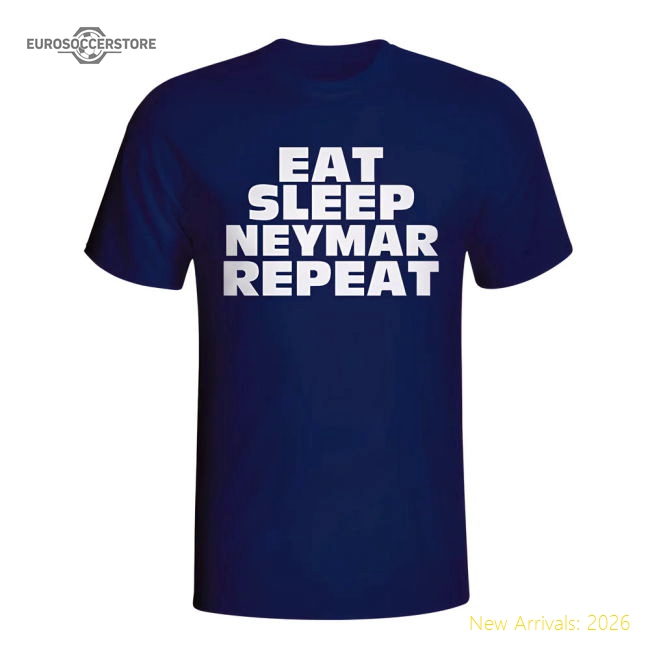 Eat Sleep Neymar Repeat T-shirt (navy) - Kids-Football Jersey Hub