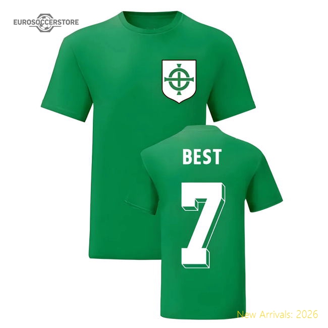 George Best Northern Ireland National Hero Tee (Green)-Football Jersey Hub