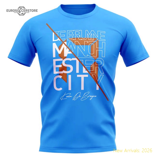 Kevin De Bruyne Man City Graphic Signature T-Shirt (Sky Blue)-Football Jersey Hub