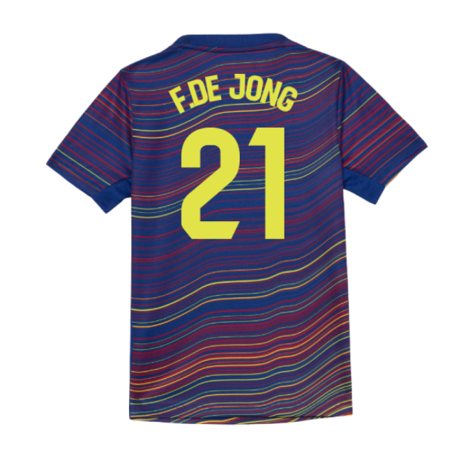 2025-2026 Barcelona Academy Pro Pre Match Shirt (Blue) - Kids (F.De Jong 21)-Football Jersey Hub