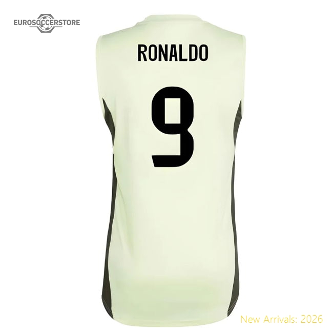 2025-2026 Real Madrid Sleeveless Training Jersey (Almost Lime) (Ronaldo 9)-Football Jersey Hub