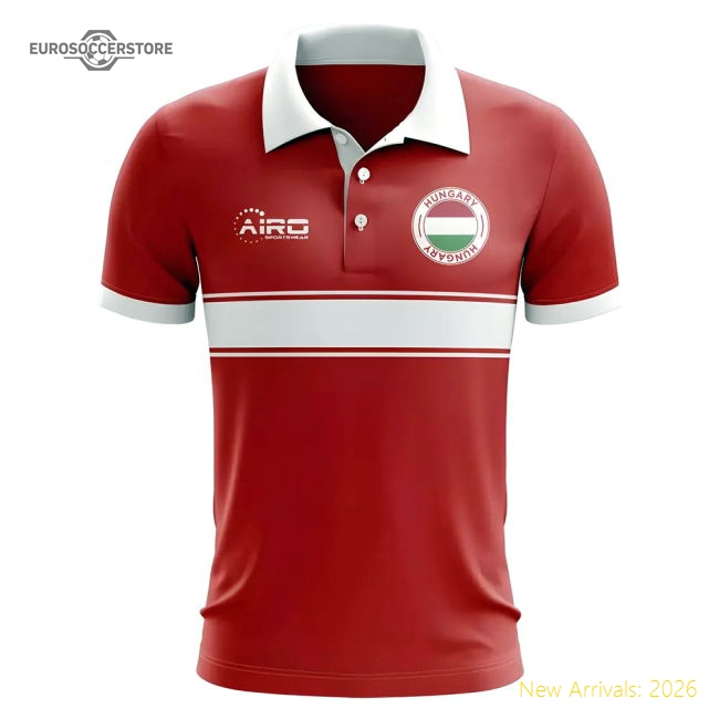 Hungary Concept Stripe Polo Shirt (Red)-Football Jersey Hub