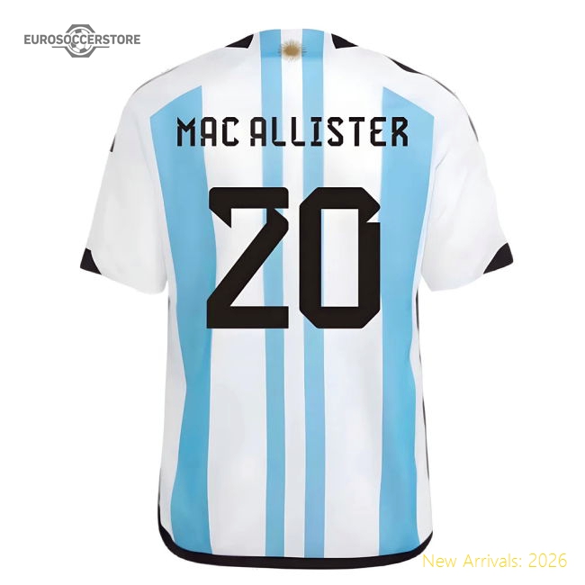 Argentina 2022 World Cup Winners Home Shirt - Kids (MAC ALLISTER 20)-Football Jersey Hub