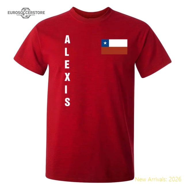 Alexis Sanchez Chile Flag T-Shirt (Red)-Football Jersey Hub