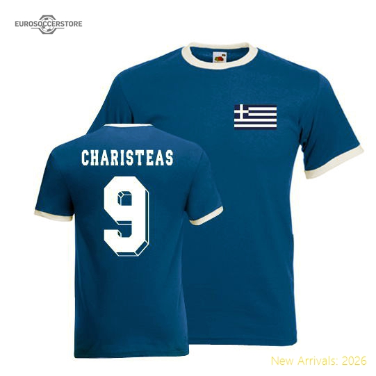 Angelos Charistas Greece Ringer Tee (blue)-Football Jersey Hub
