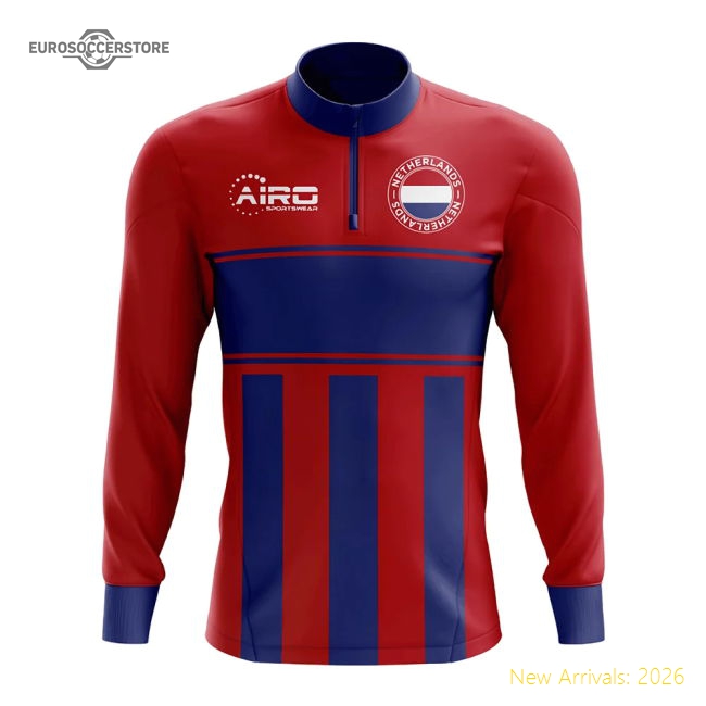 Netherlands Concept Football Half Zip Midlayer Top (Red-Blue)-Football Jersey Hub