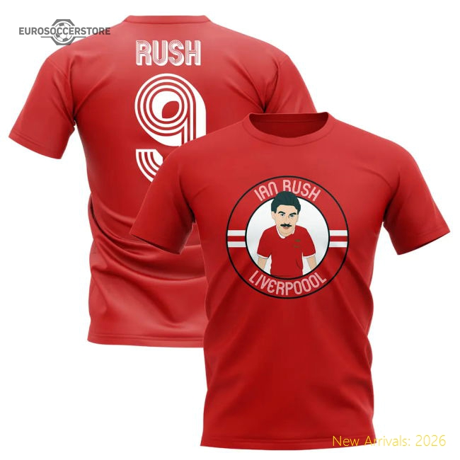 Ian Rush Liverpool Illustration T-Shirt (Red)-Football Jersey Hub