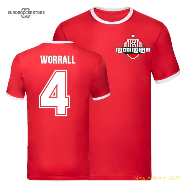 Joe Worrall Nottingham Forest Ringer Tee (Red)-Football Jersey Hub