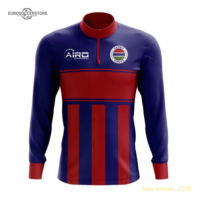 Gambia Concept Football Half Zip Midlayer Top (Blue-Red)-Football Jersey Hub