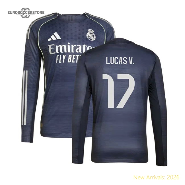 2025-2026 Real Madrid Long Sleeve Away Shirt (Lucas V. 17)-Football Jersey Hub