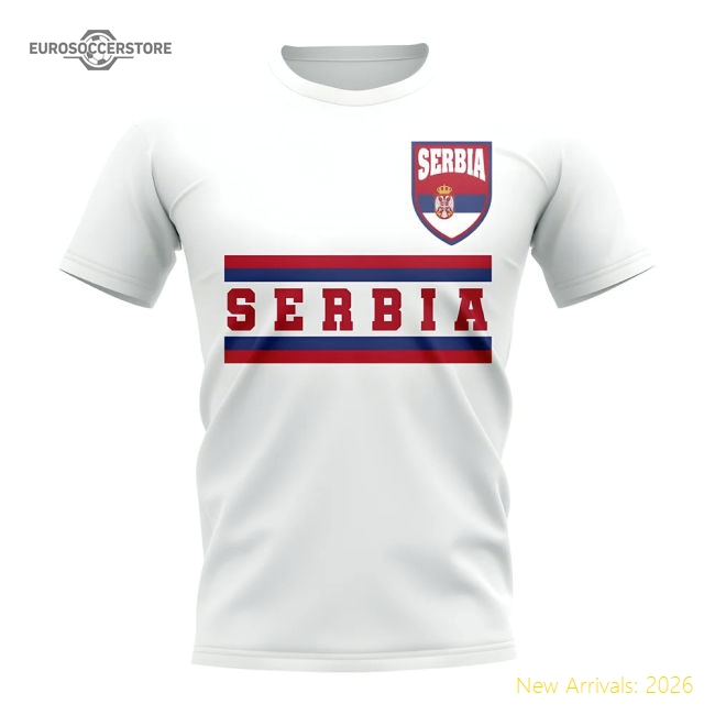 Serbia Core Football Country T-Shirt (White)-Football Jersey Hub