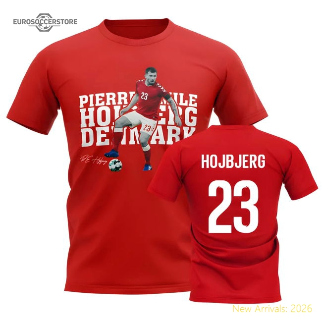 Pierre Emile Hojbjerg Denmark Player Tee (Red)-Football Jersey Hub