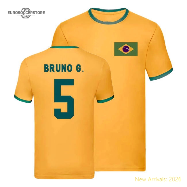 Brazil Ringer T-Shirt (Bruno G 5)-Football Jersey Hub