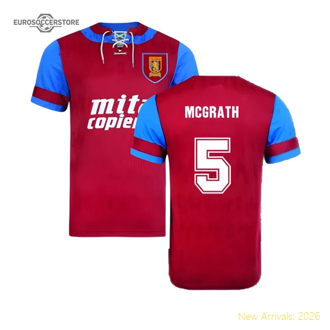 Score Draw Aston Villa 1992 Retro Football Shirt (McGrath 5)-Football Jersey Hub