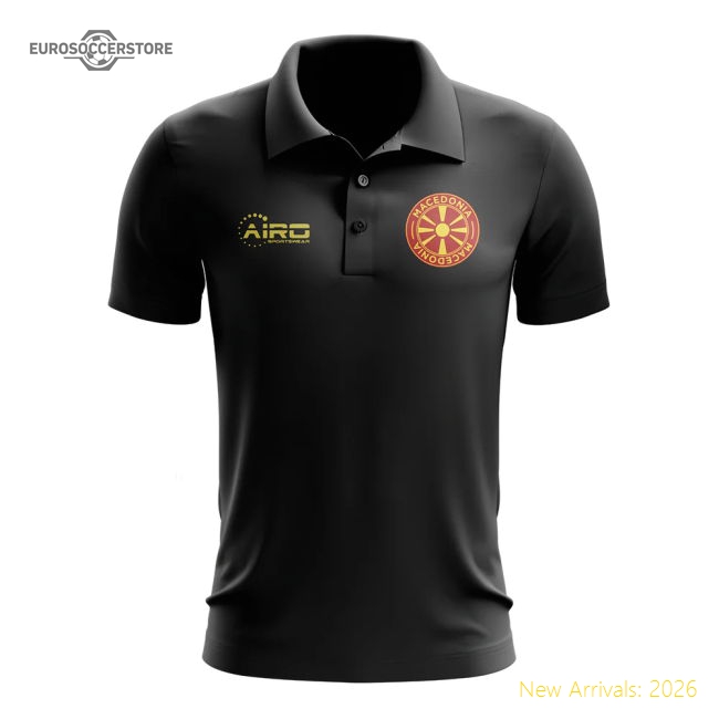 Macedonia Football Polo Shirt (Black)-Football Jersey Hub