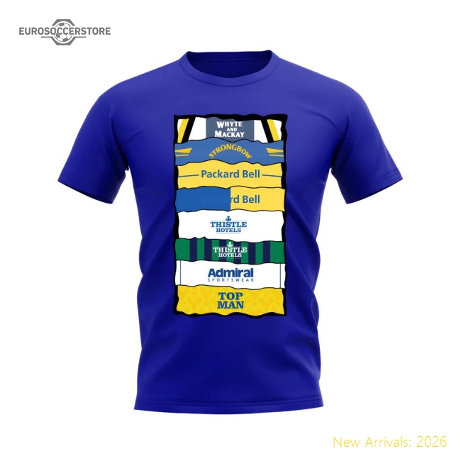Leeds Shirt Sponsor History T-shirt (Royal Blue)-Football Jersey Hub