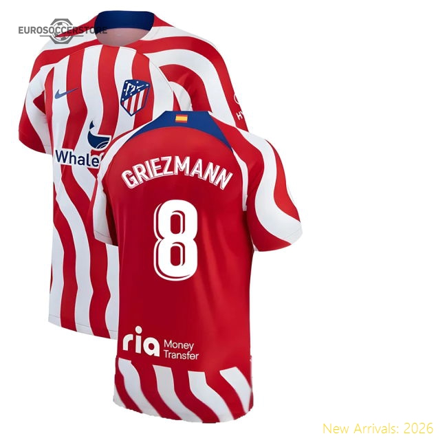 2022-2023 Atletico Madrid Home Shirt (GRIEZMANN 8)-Football Jersey Hub