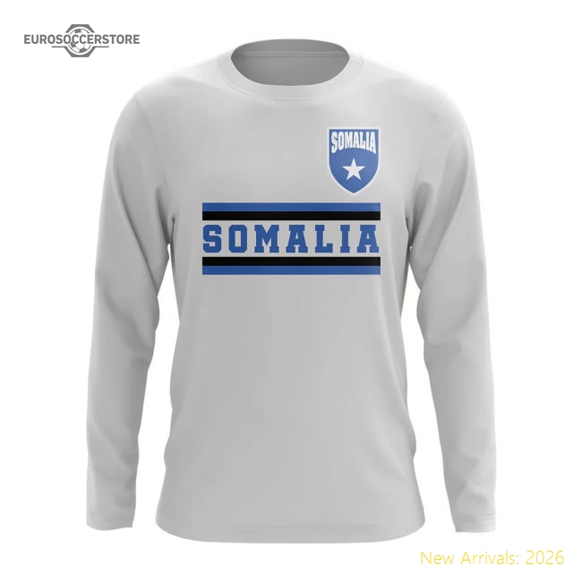 Somalia Core Football Country Long Sleeve T-Shirt (White)-Football Jersey Hub
