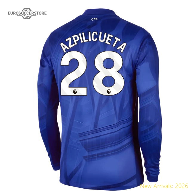 2025-2026 Chelsea Home Long Sleeve Shirt (Azpilicueta 28)-Football Jersey Hub