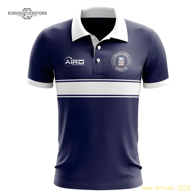 Falkland Islands Concept Stripe Polo Shirt (Navy)-Football Jersey Hub