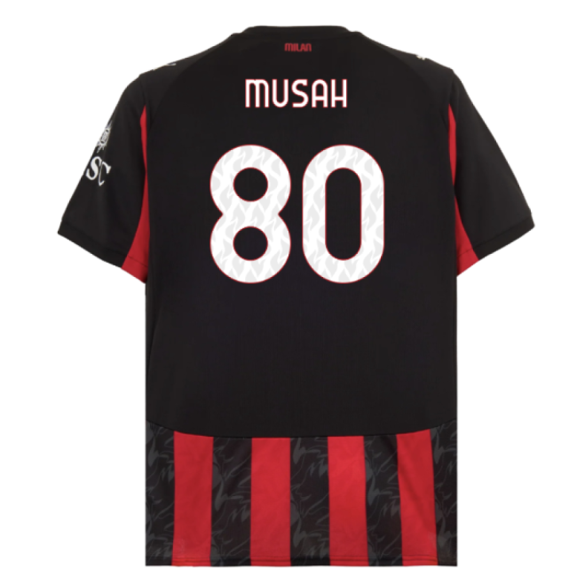 2025-2026 AC Milan Home Shirt (Musah 80)-Football Jersey Hub