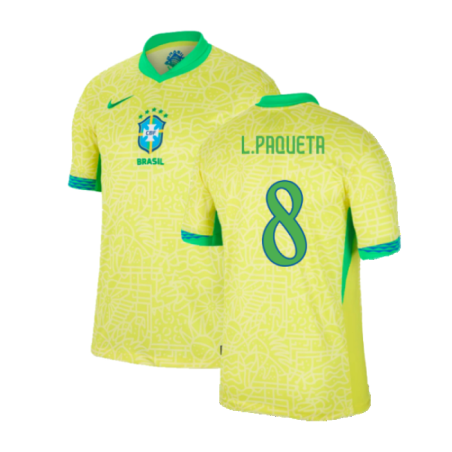 2024-2025 Brazil Home Dri-Fit ADV Match Shirt (L.Paqueta 8)-Football Jersey Hub