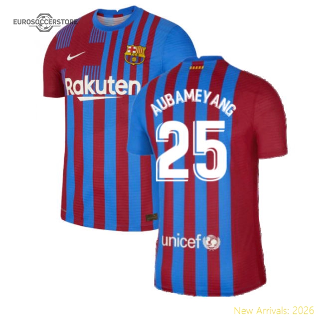 2021-2022 Barcelona Vapor Match Home Shirt (AUBAMEYANG 25)-Football Jersey Hub