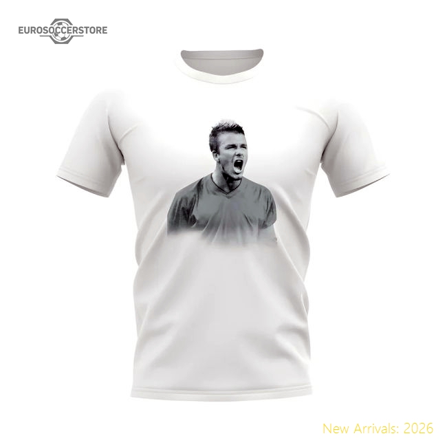 David Beckham England Football Legend T-Shirt (White)-Football Jersey Hub