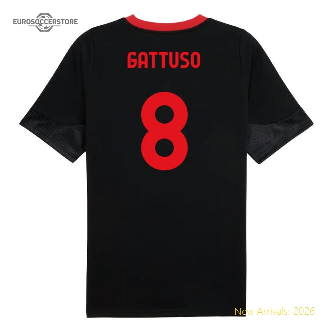 2025-2026 AC Milan Training Jersey (Black) (Gattuso 8)-Football Jersey Hub