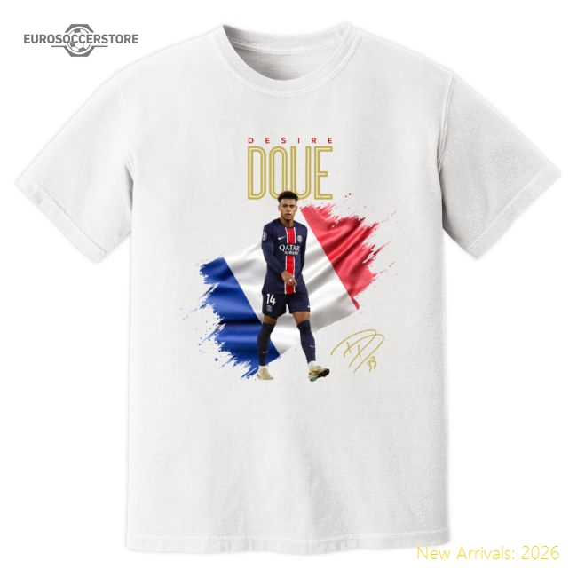 Desire Doue PSG Celebration T-Shirt (White)-Football Jersey Hub