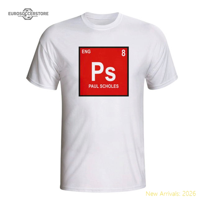 Paul Scholes England Periodic Table T-shirt (white)-Football Jersey Hub
