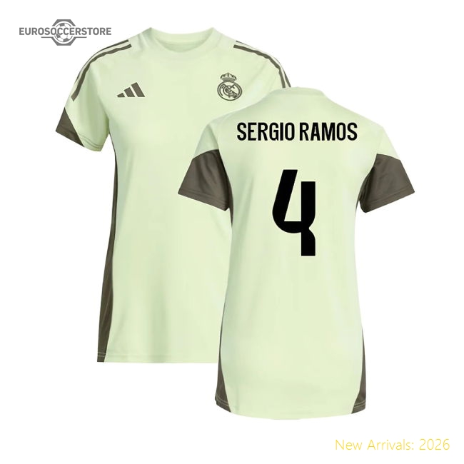 2025-2026 Real Madrid Training Jersey (Almost Lime) - Womens (Sergio Ramos 4)-Football Jersey Hub