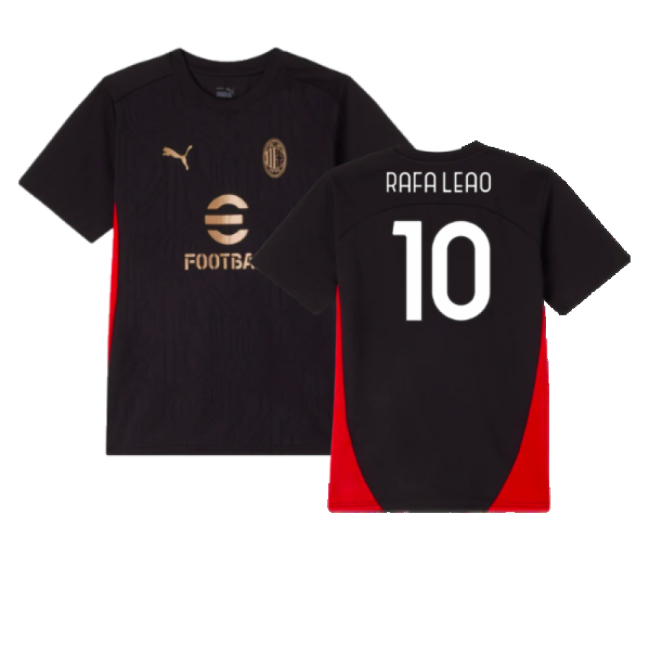 2024-2025 AC Milan Training Shirt (Black) - Kids (Rafa Leao 10)-Football Jersey Hub