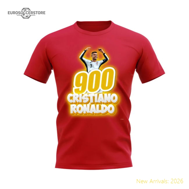 Cristiano Ronaldo 900 Career Goals T-Shirt (Red)-Football Jersey Hub