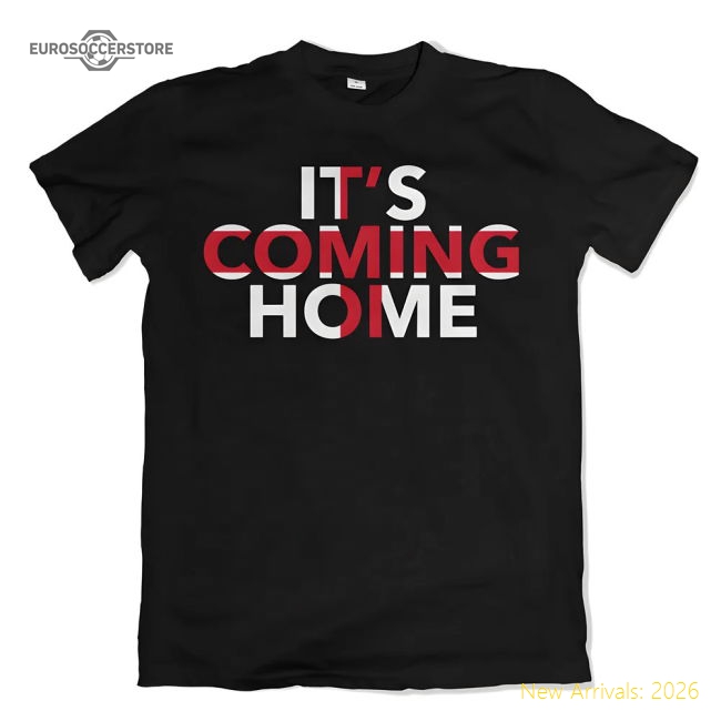 England Footballs Coming Home Flag T-Shirt (Black)-Football Jersey Hub