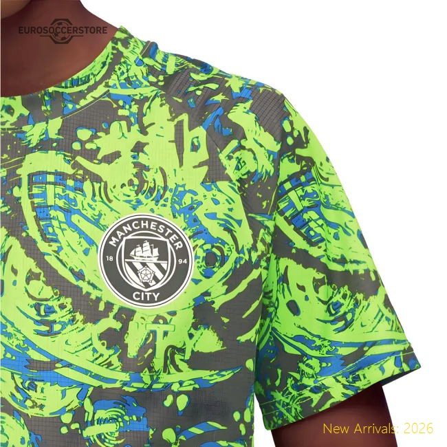 2025-2026 Man City Warm Up Jersey (Pro Green) - Kids-Football Jersey Hub