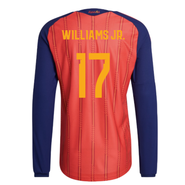 2026-2027 Spain Authentic Long Sleeve Home Shirt (Williams Jr. 17)-Football Jersey Hub