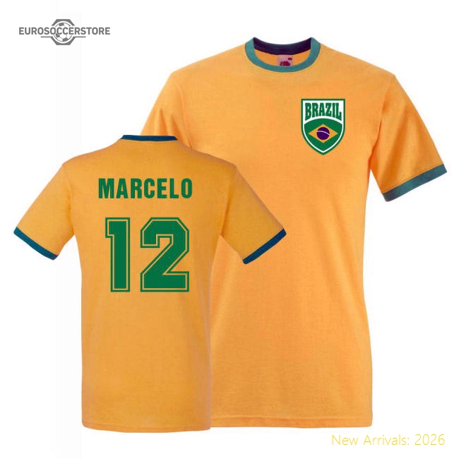 Marcelo Brazil Ringer Tee (yellow)-Football Jersey Hub