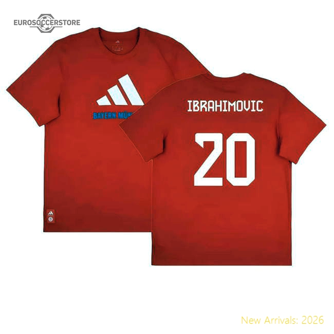 2025-2026 Bayern Munich Seasonal Graphic Tee (Red) (Ibrahimovic 20)-Football Jersey Hub
